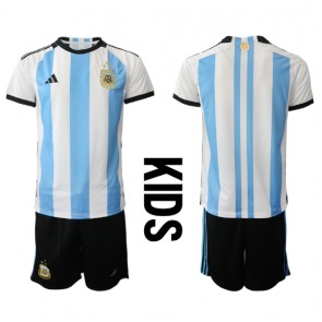 Argentina babykläder Hemmatröja barn VM 2022 Korta ärmar (+ Korta byxor)